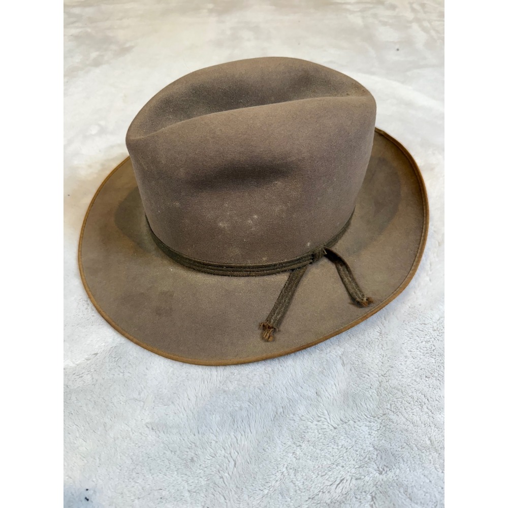 Vintage Beaver Hats Major Brown Fur Felt Fedora Hat Custom Made 6 7/8 Waterproof